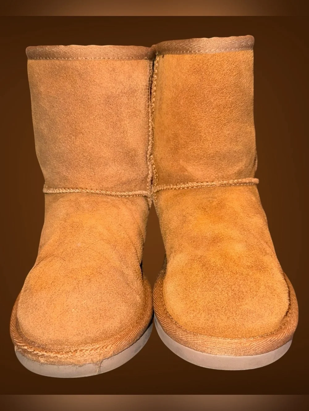 Koolaburra by UGG Kids Victoria Short Chestnut Suede Faux Fur Boots 12C